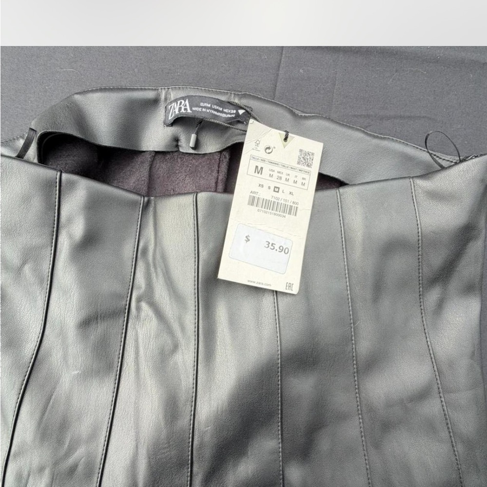 Zara Charcoal Faux Leather Skirt